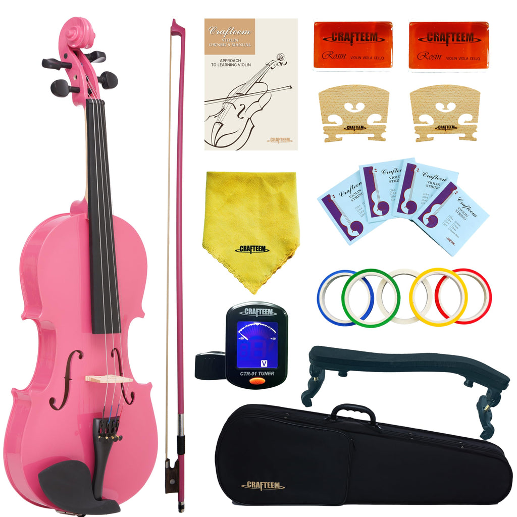 Crafteem Spruce and Maple Solid Wood Violin Outfit for Beginner Kids & Adults -Craft Your Perfect Sound and Begin Your Musical Journey with Confidence. (Glossy Antique, 1/2)