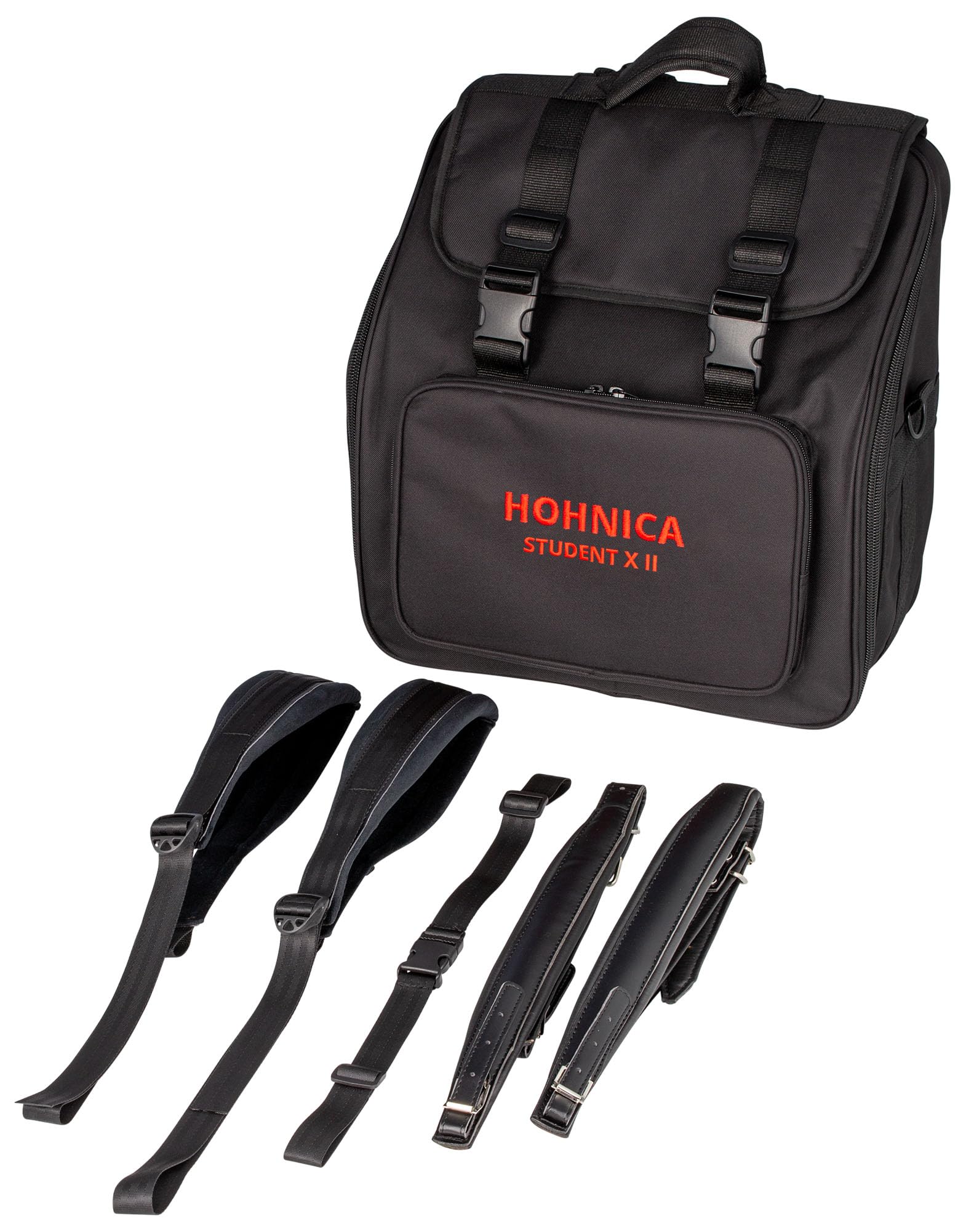 Hohner Hohnica 1305 72 Bass Piano Accordion - Pearl Red Bundle with Gig Bag, Straps, and Austin Bazaar Polishing Cloth