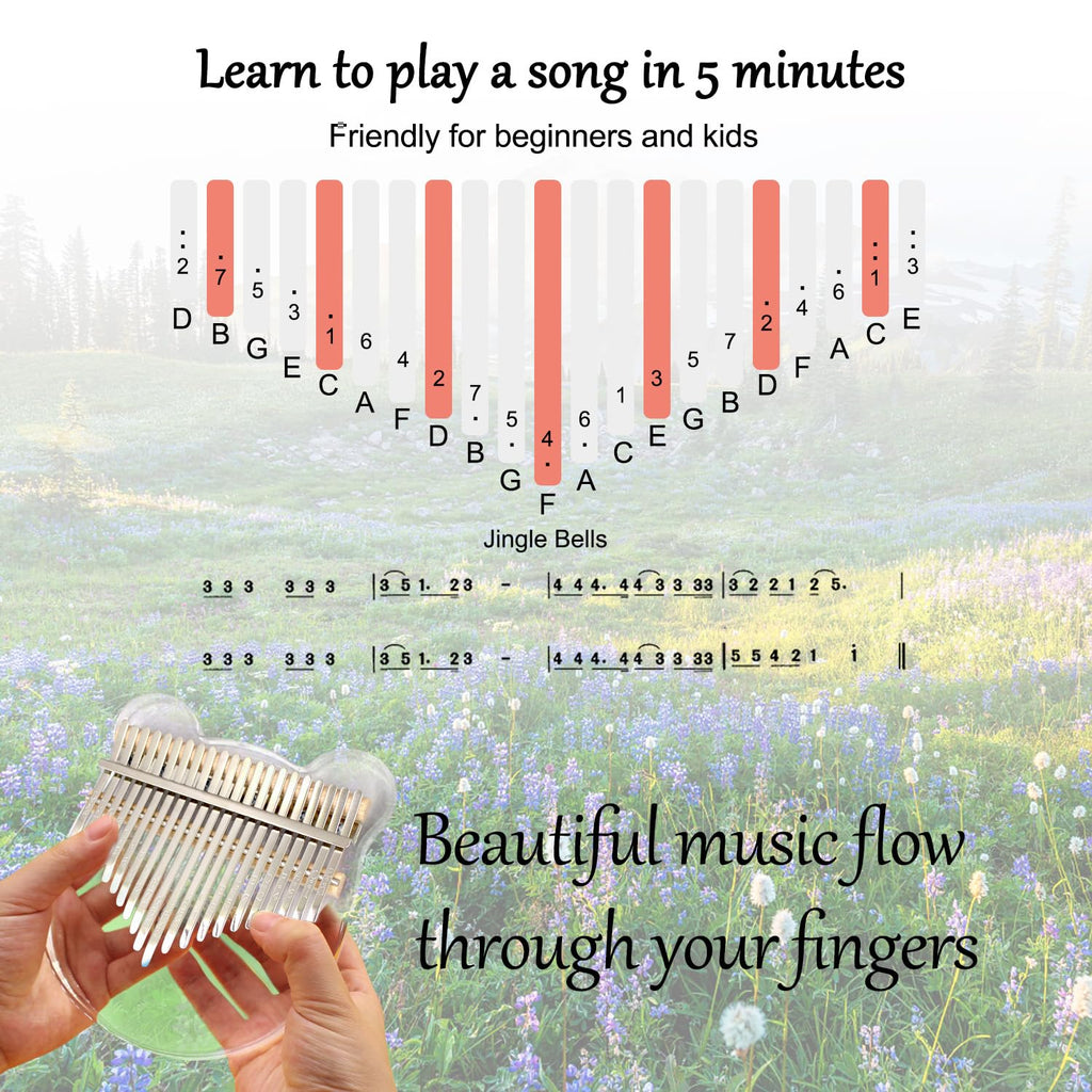 Acrylic Kalimba Thumb Piano,YUNDIE Portable 17 Keys Mbira Crystal Finger Piano, Musical Instruments Birthday Gift for Adult Beginners Professional(Clear) (17 Keys)
