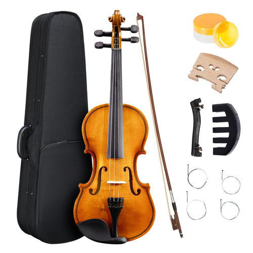 Beginner Violin 4/4, Full Size Violin for Adults, Teens, Student, Acoustic Fiddle Kit with Hard Case,Tuner,Mute,Shoulder Rest,Extra Strings,Cleaning Cloth,Learners Age 12+ (Reddish Brown)