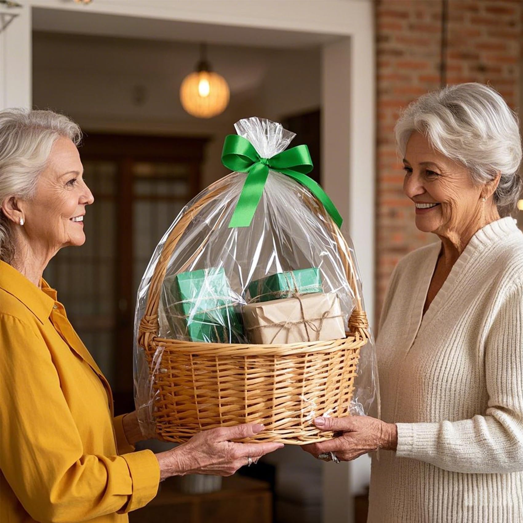 Morepack Large Cello/Cellophane Bags,30x 40 Inches Clear Basket Bags OPP Plastic Cellophane Wrap for Gift Baskets Packaging 20 Pieces (No Bow or Ribbon Included)
