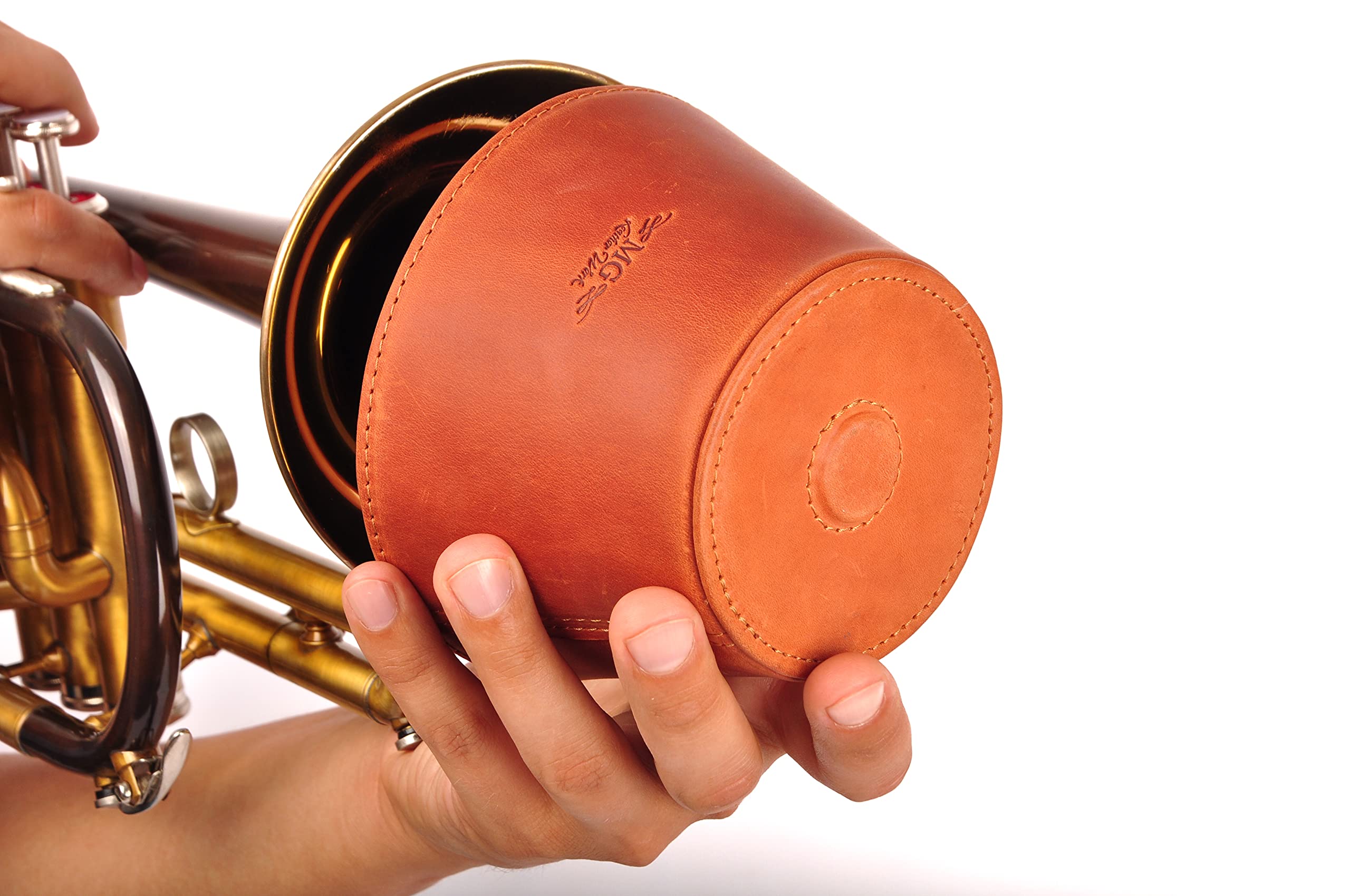 Trombone magnetic mute, lightweight leather mute for jazz and classical trombone players by MG Leather Work (Black)