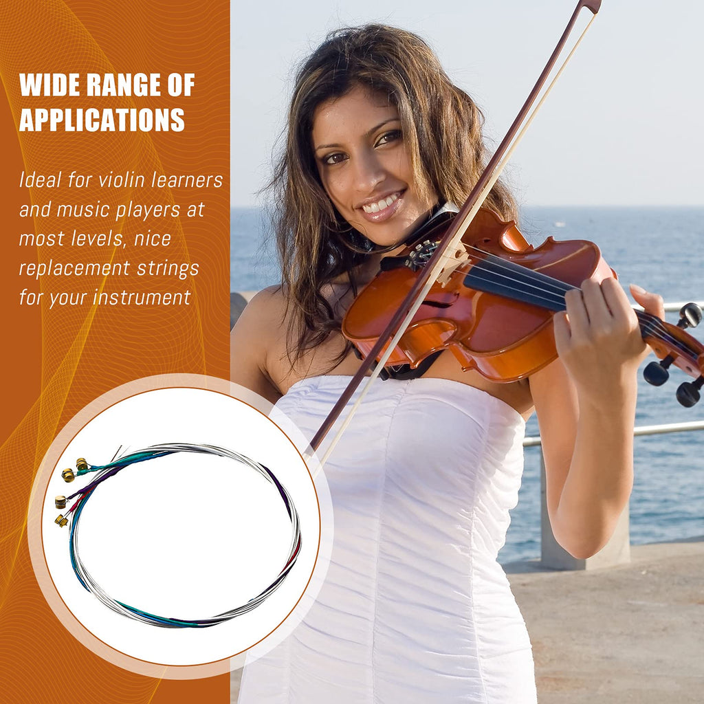 8 Pieces Violin Strings Universal Full Set (g-d-a-e) 4/4 Violin Universal Steel Core Fiddle Strings for Instruments 4/4 3/4 1/2 1/4 - Educator's Choice for Student