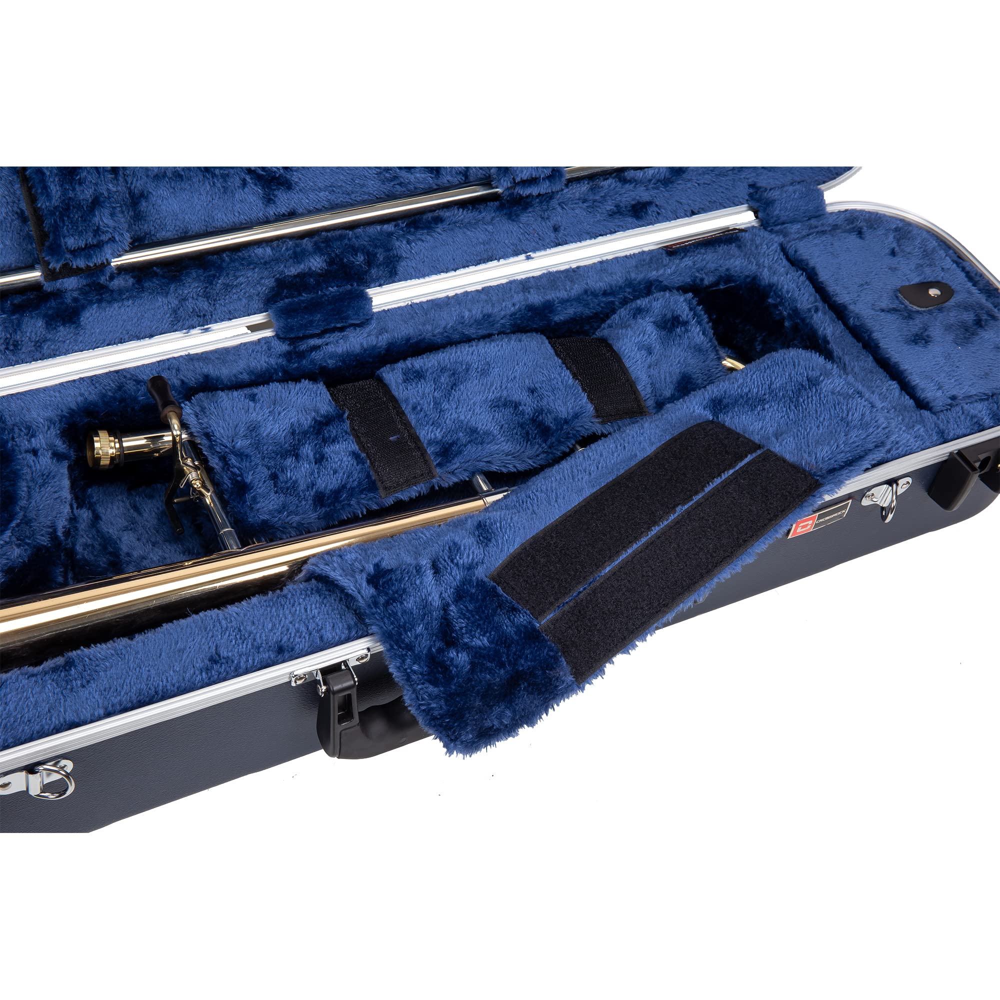 Crossrock Tenor Trombone Flight Case — Fits Bb Tenor with F-Attachment | Shockproof Design, Security Lock, Plush Interior, Single Shoulder Strap & Accessory Compartment (CRA862TBBK)