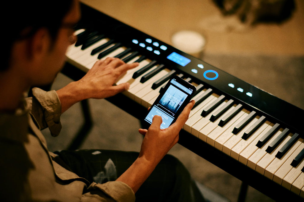 Casio Privia PX-S7000 Portable Digital Piano w/88 Hybrid Weighted Keys, 400 Tones, Touch Sensor Controls, Stand w/ 3 Pedals, Bluetooth, USB, AC Adapter, 32W Speakers, Harmonious Mustard (PX-S7000HM)