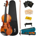 Mendini by Cecilio Violin 4/4 Full Size Kit For Beginners - Hand Carved Acoustic Violins Set - Fiddle Solid Wood Kit with Hard Case, Bow, Rosin, Shoulder Rest, Bridge and Extra Strings (Black)