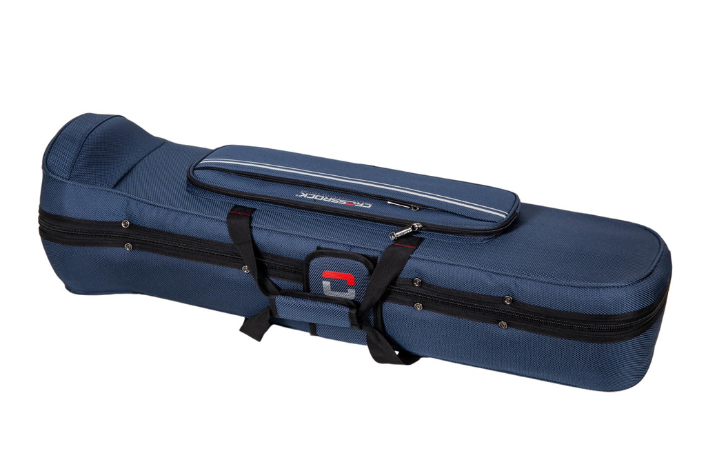 Crossrock Tenor Trombone Flight Case — Fits Bb Tenor with F-Attachment | Shockproof Design, Security Lock, Plush Interior, Single Shoulder Strap & Accessory Compartment (CRA980TBBK)