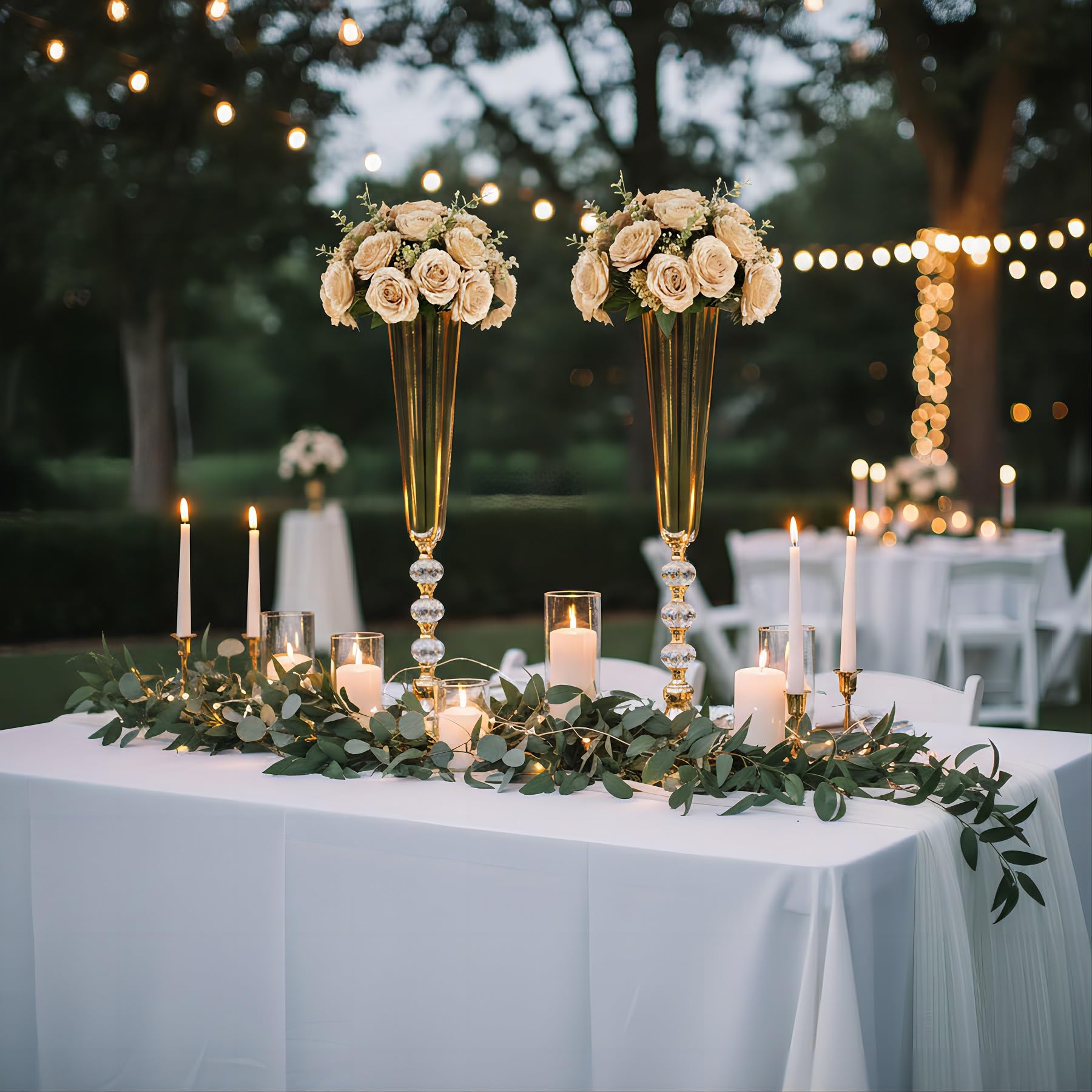Trumpet Vases for Centerpieces, 10 Pcs Tall Tabletop Vases for Wedding Centerpieces Table Decorations, Road Lead for Wedding Party Dinner Centerpiece for Anniversary Ceremony Party Event Decor(10 Pcs)