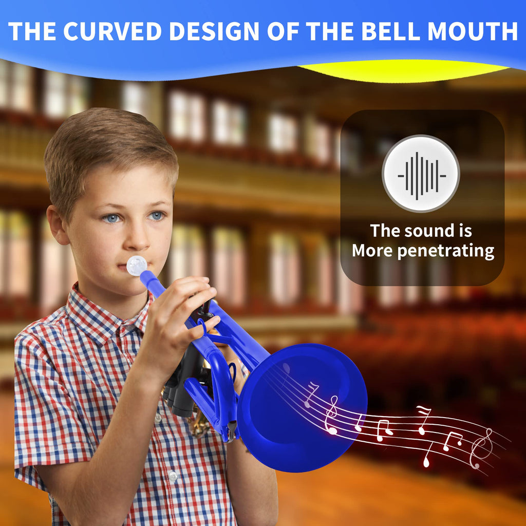 PAMPET Professional Plastic Bb Trumpet Standard Trumpet Set for Student Beginner With 7C Mouthpiece and 3C Mouthpiece, Bb Trumpet Instrument, Black,