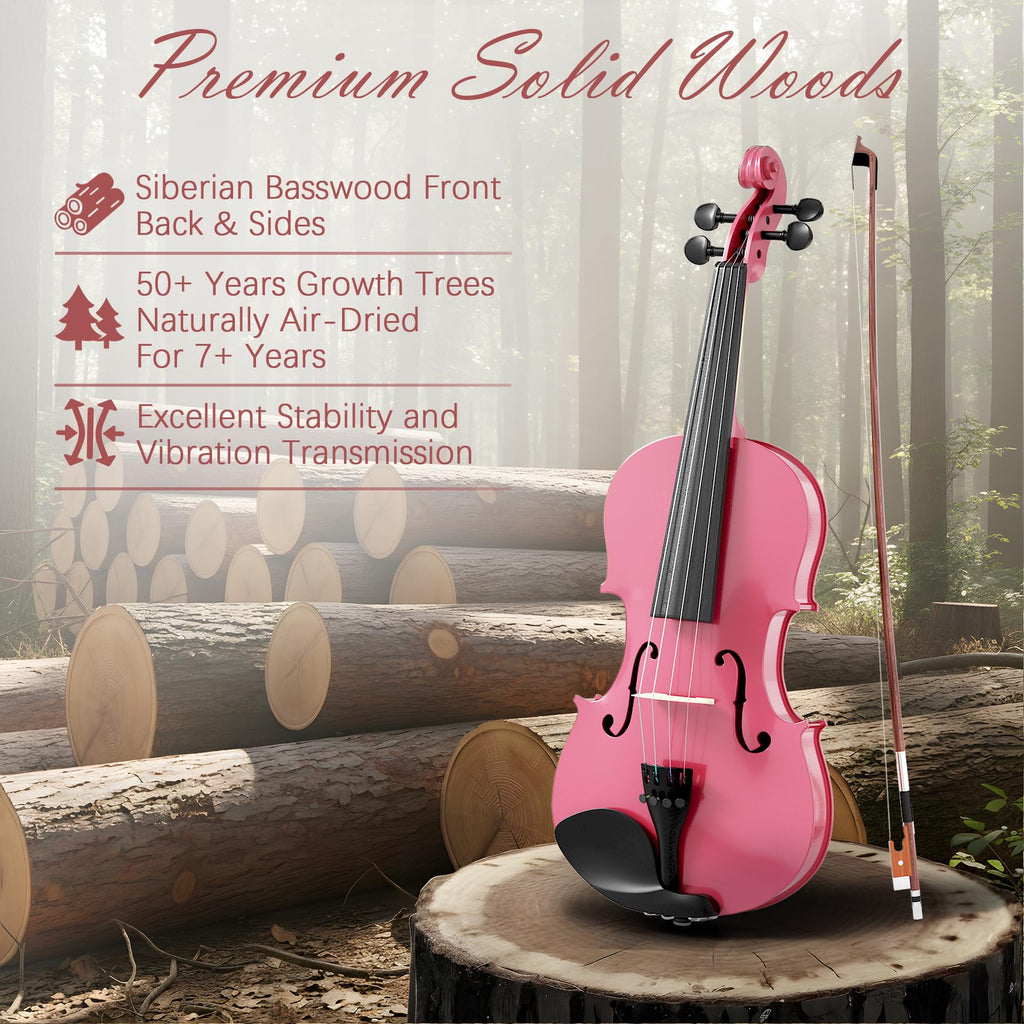 Beginner Violin 4/4, Full Size Violin for Adults, Teens, Student, Acoustic Fiddle Kit with Hard Case,Tuner,Mute,Shoulder Rest,Extra Strings,Cleaning Cloth,Learners Age 12+ (Reddish Brown)