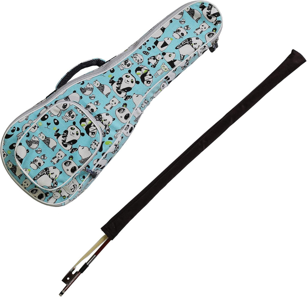 MUSIC FIRST Original Design 15mm Padded Cartoon Panda Violin bag, 1/4 1/2 Soft Violin Case, Violin Travel Bag, Violin Backpack Notice: Fit for 1/2 and 1/4 Size Violin, Max bow length 62cm (24.4 inch)