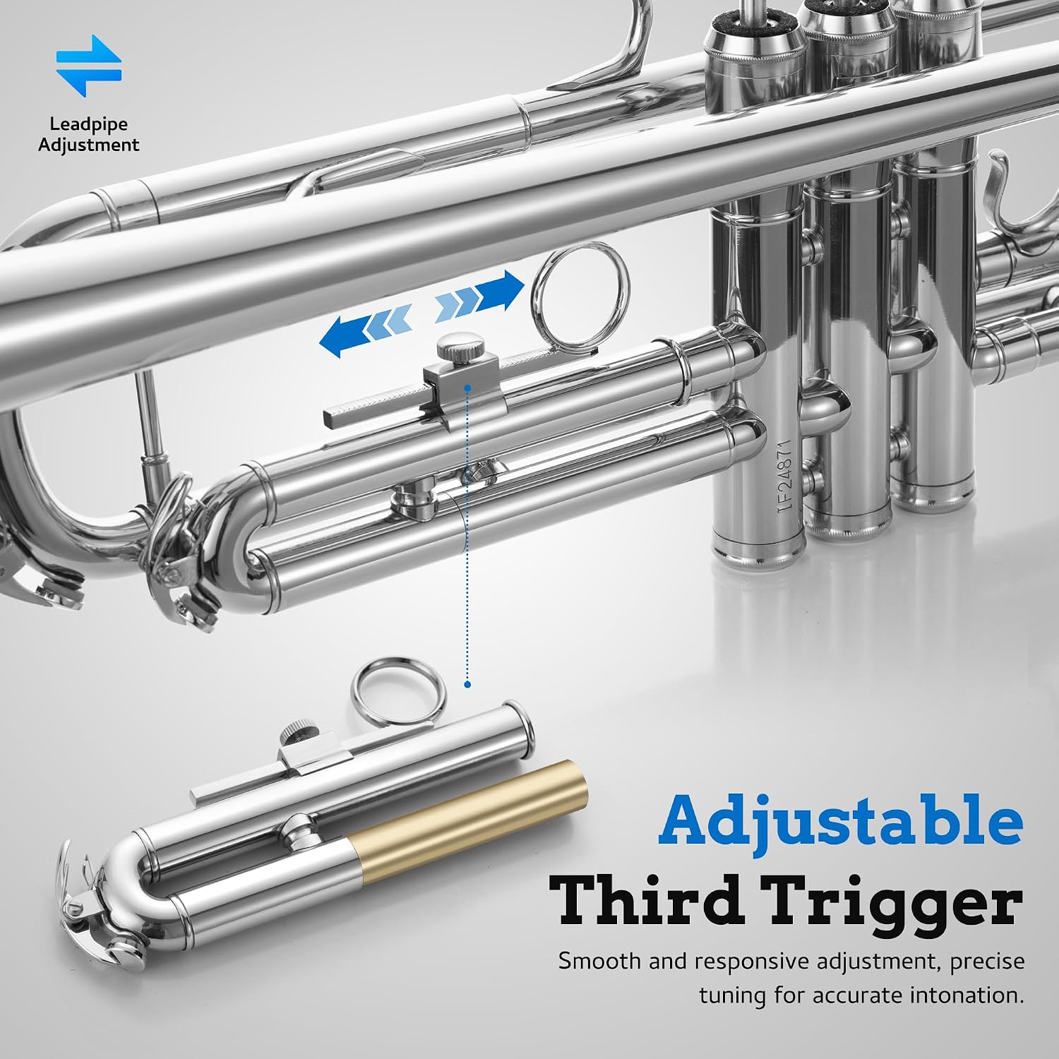 CAHAYA Bb Trumpet Instrument Trompeta: Nickel Student Trumpet with Hard Case 7C Mouthpiece Gloves Standard Trumpets for Beginners or Advanced Students Silver