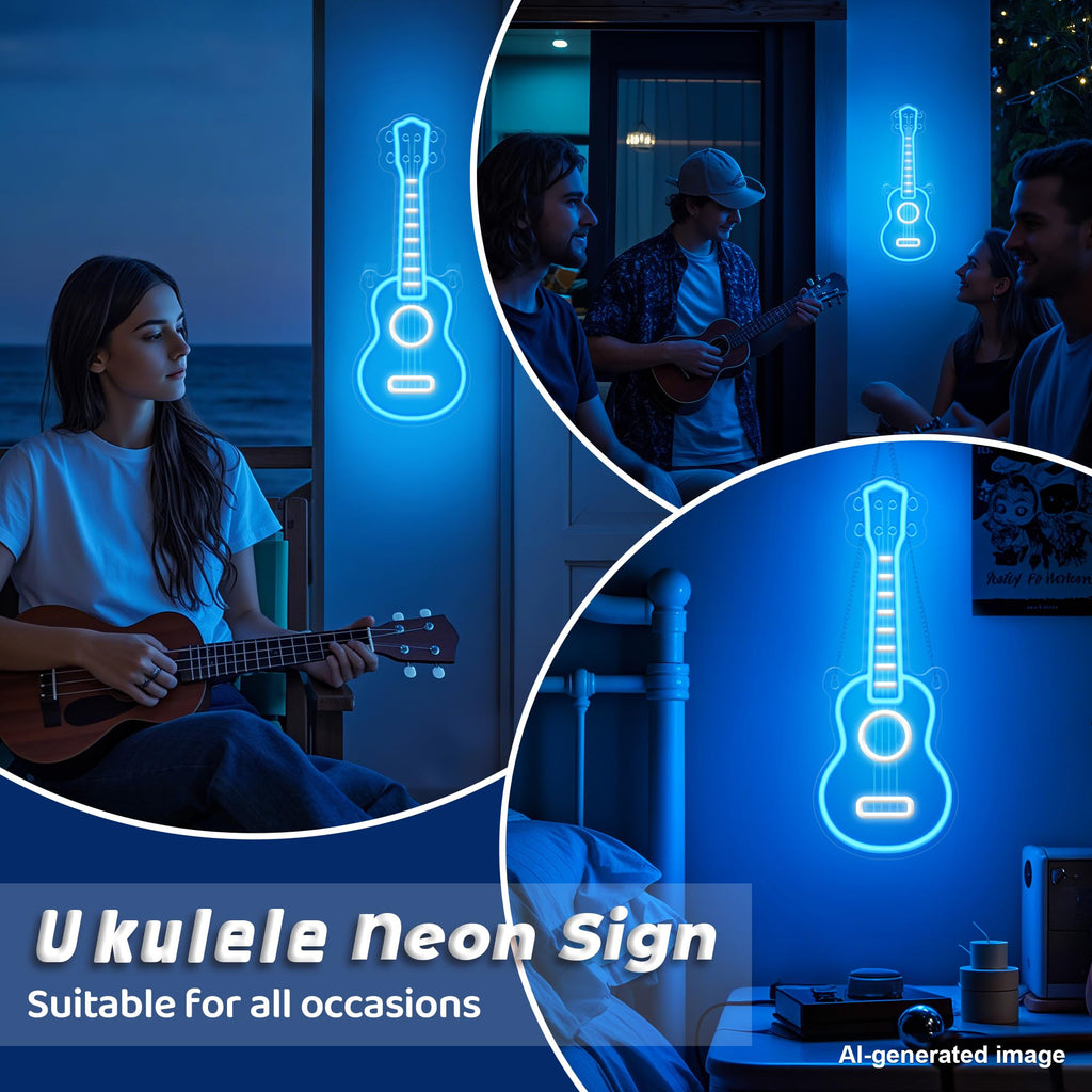 CoolGift Mart Acoustic Guitar Neon Light, Dimmable LED Guitar Neon Wall Sign USB Powered, Decorations for Bedroom Living Room Man Cave Music Studio, Gift for Guitar Players Guitarists Music Lovers