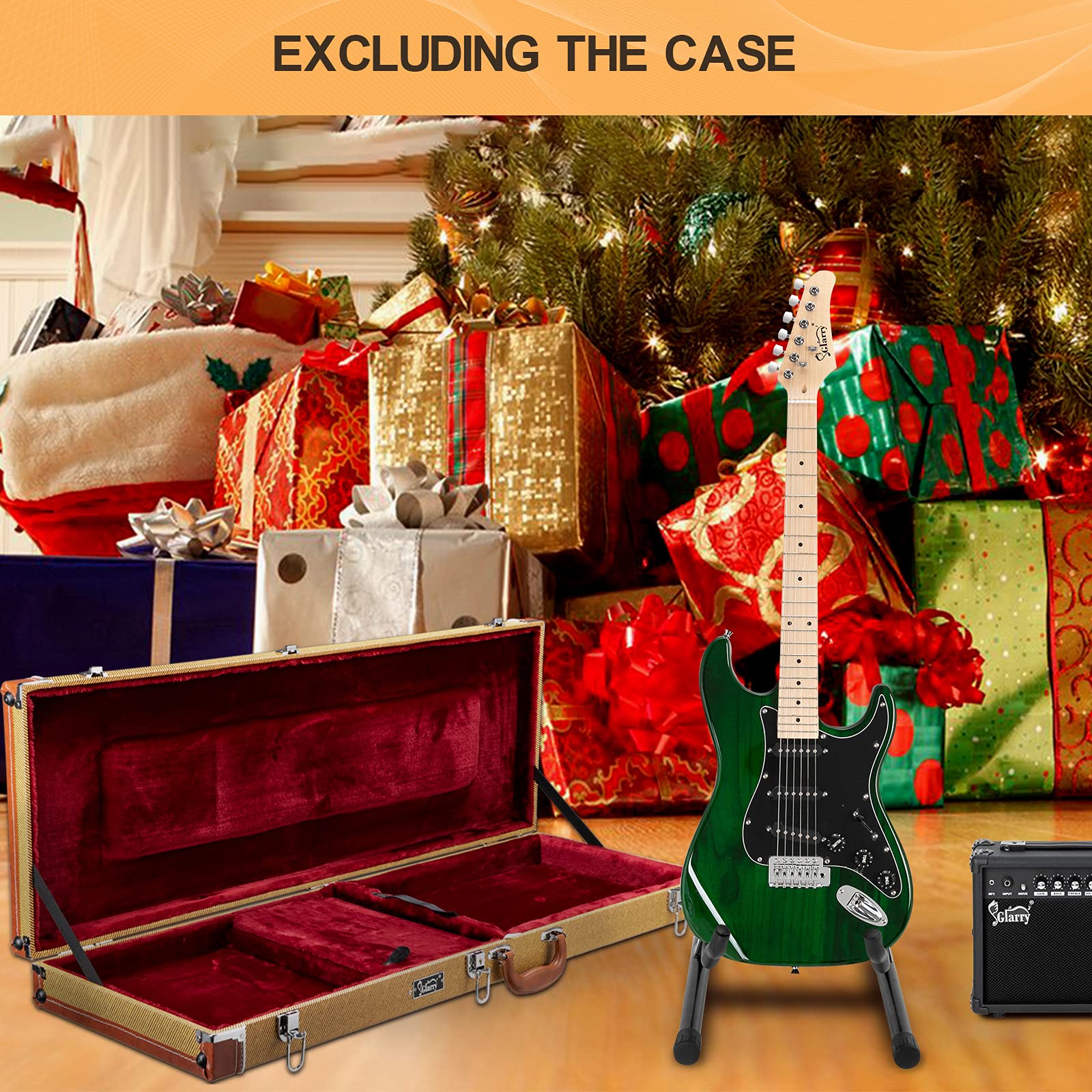 GLARRY Full Size Electric Guitar for Music Lover Beginner with 20W Amp and Accessories Pack Guitar Bag (GREEN, Left Handed 39")