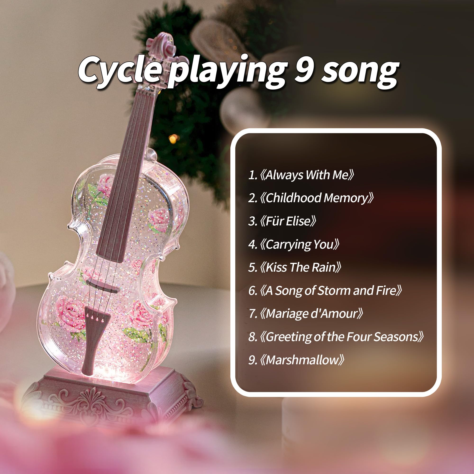 Violin Snow Globe Music Box Gifts for Kids Friends Little Girls Women Granddaughter Sister Violinists Birthday Valentine's Day Weddings Anniversaries Decor Christmas Decorations (Unicorn)