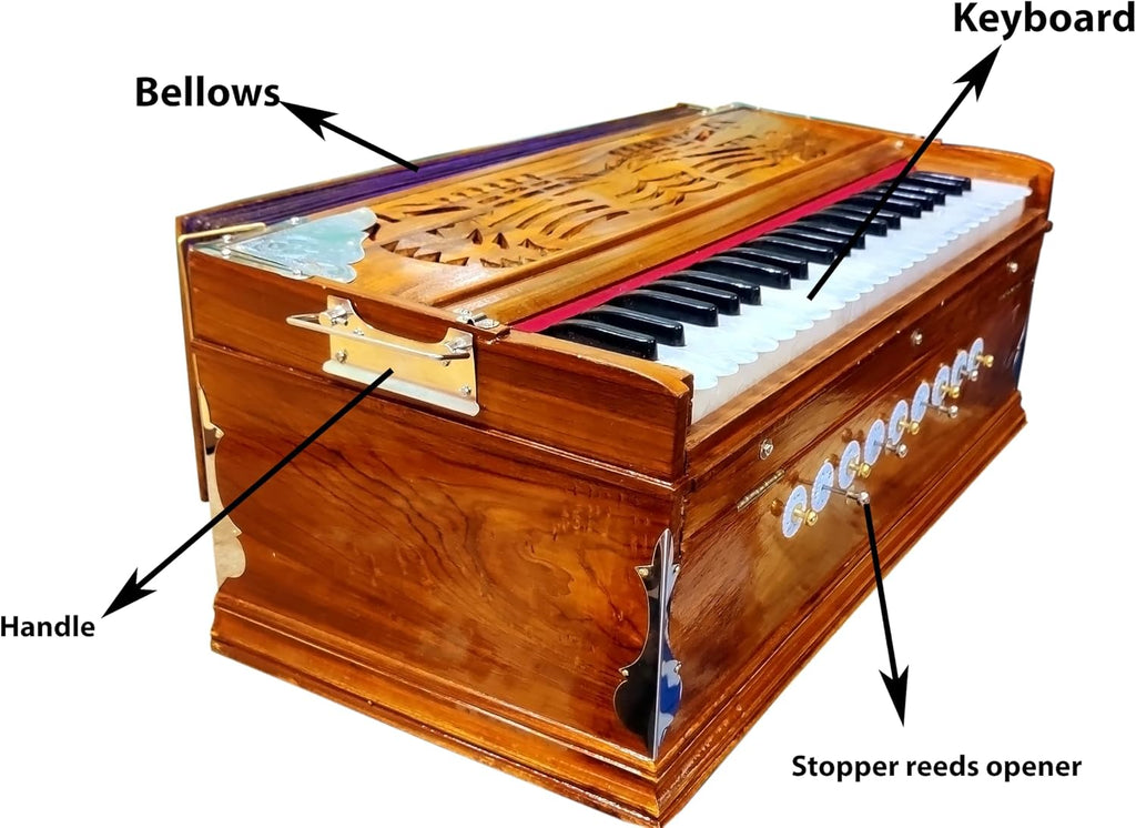 Professional Harmonium | Double Reed 3.5 Octave | 9 Stops + 4 Extra Notes | | Padded Carry Bag | Indian Classical