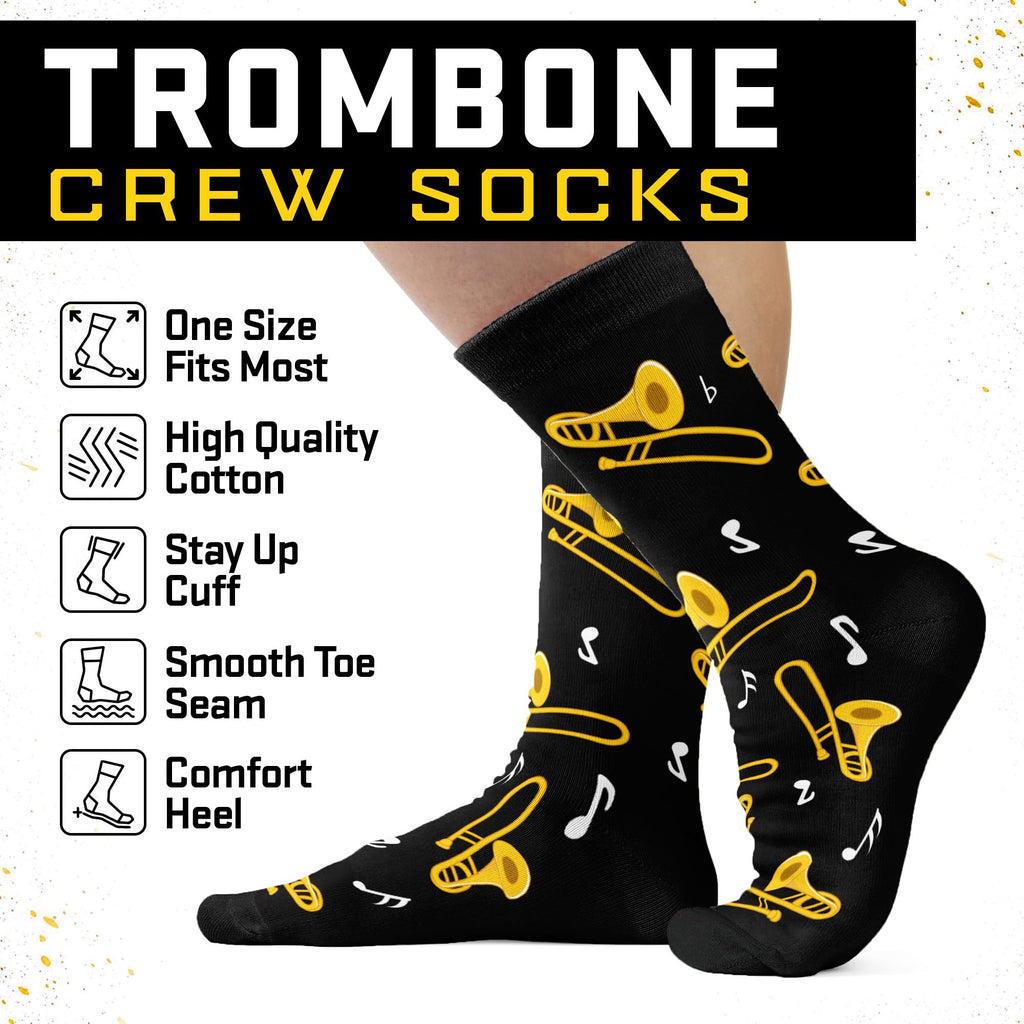 Trombone Gifts - Unique Socks for Men, Cool Gifts for Trombone and Music Lovers, Musicians Accessories