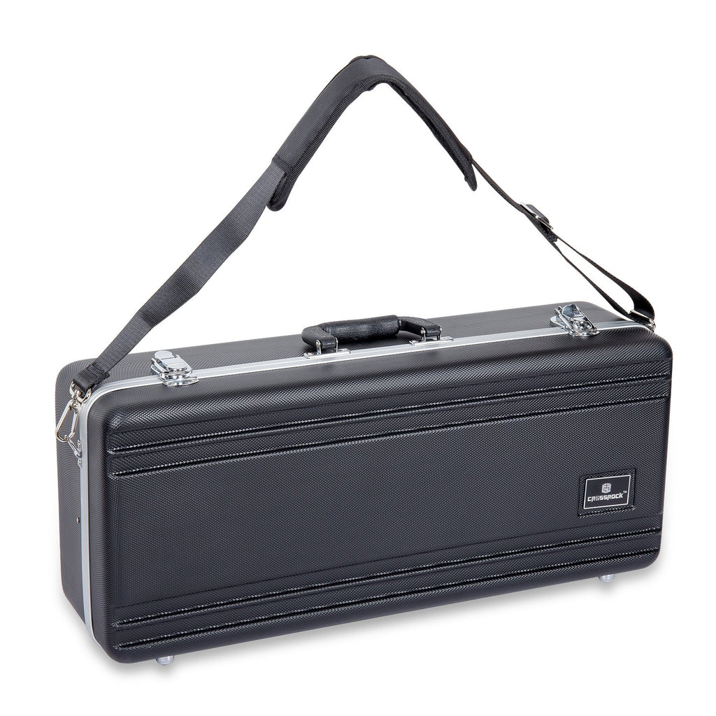 Crossrock Trumpet Case for Bb Horn | Textured Blue Finish with Velvet Interior, Security Lock, Metal Feet & Detachable Strap (CRA861TRBL)
