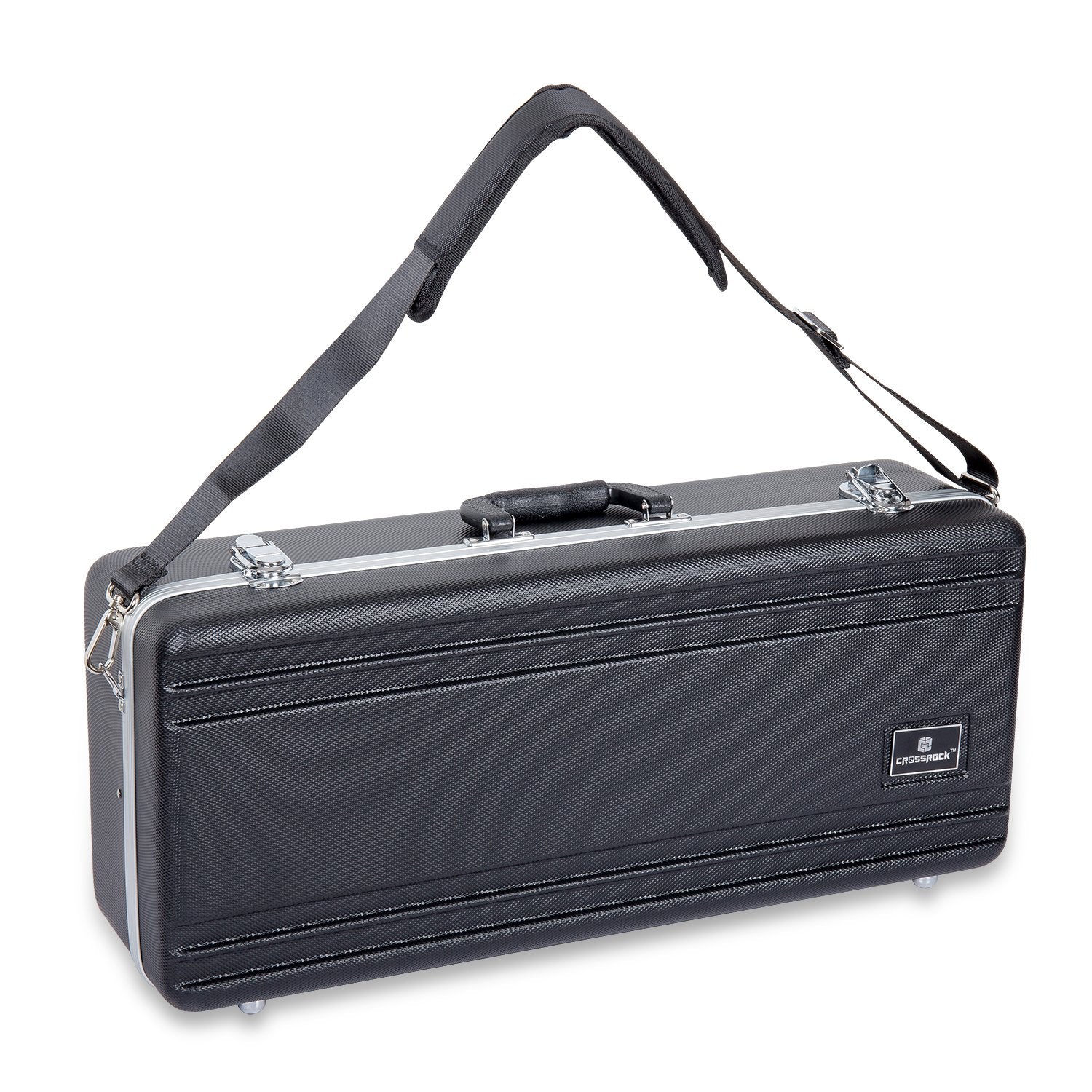 Crossrock Trumpet Case for Bb Horn | Textured Blue Finish with Velvet Interior, Security Lock, Metal Feet & Detachable Strap (CRA861TRBL)