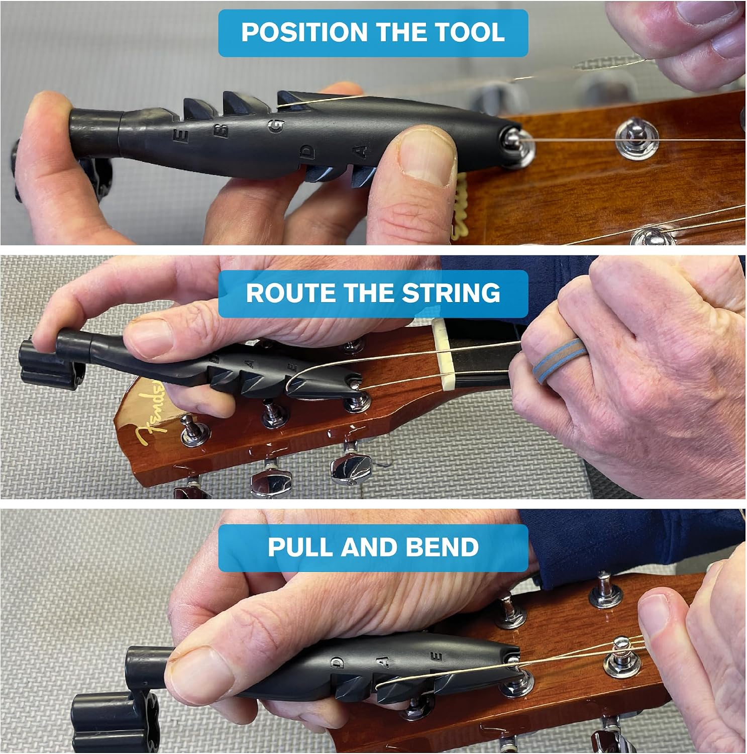 The Cuda Winder - Revolutionary Guitar String Length Gauge and String Winder (Slate Grey) | Quickly change guitar strings with a built-in length gauge and winder for faster, smoother, and consistent restringing.