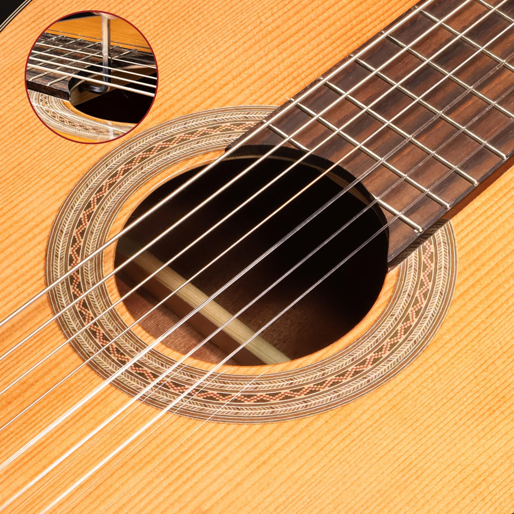 WishMade 7 String Acoustic Classical Nylon Guitar with Gig Bag | Red cedar top, rosewood fingerboard,Additional low B string for classical, jazz, flamenco, fingerstyle playing, adults