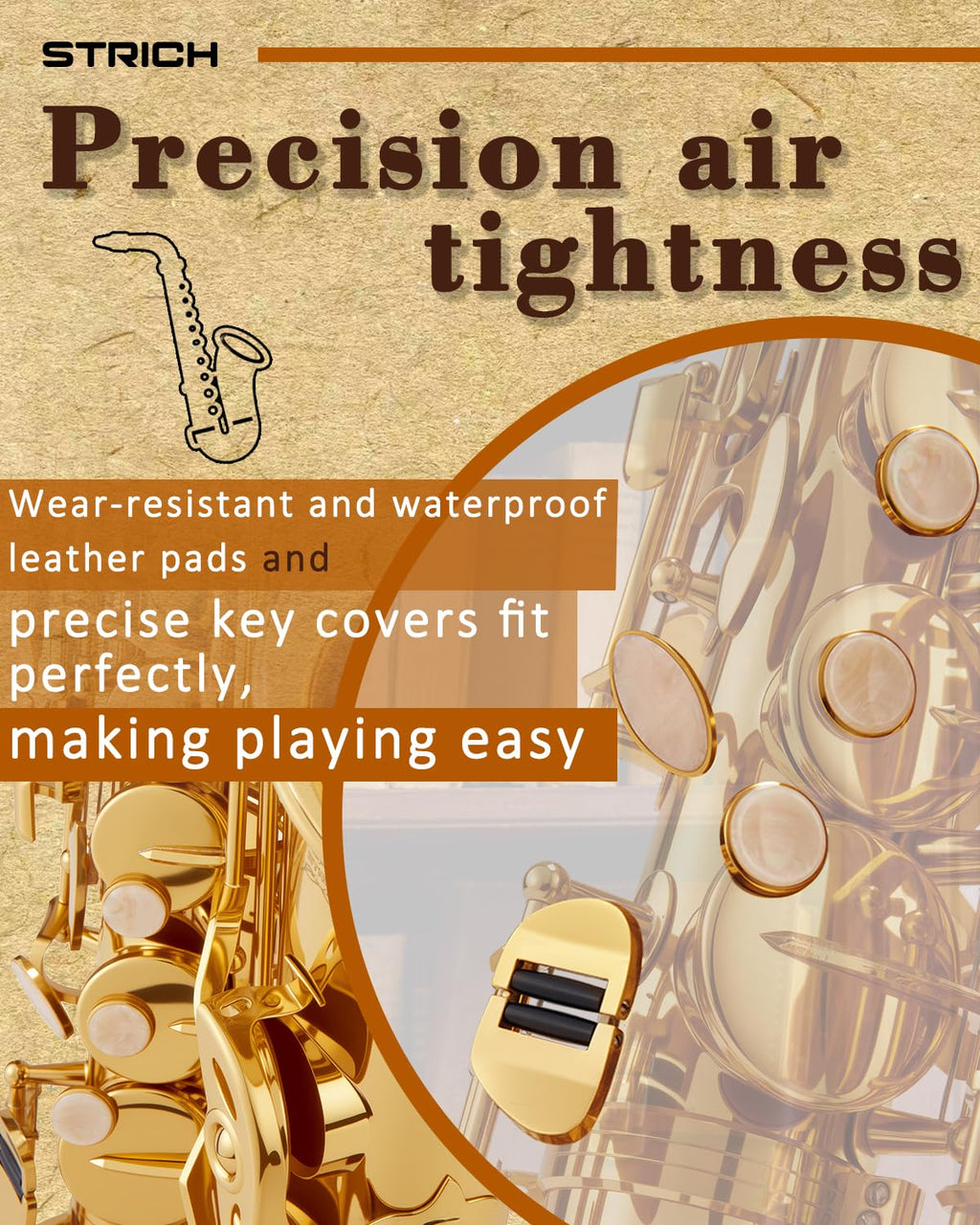 STRICH Eb Alto Saxophone Brass Student Beginner Alto Sax Kit with Hard Case Stand Neck Strap Mouthpiece and Reeds for School Band Home Practice, SSA-31B, Black