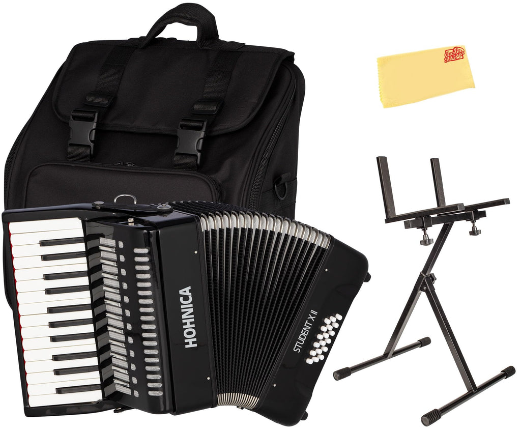 Hohner Hohnica 1305 72 Bass Piano Accordion - Pearl Red Bundle with Gig Bag, Straps, and Austin Bazaar Polishing Cloth