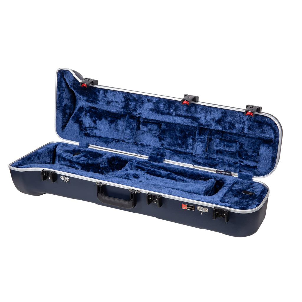 Crossrock Tenor Trombone Flight Case — Fits Bb Tenor with F-Attachment | Shockproof Design, Security Lock, Plush Interior, Single Shoulder Strap & Accessory Compartment (CRA862TBBK)