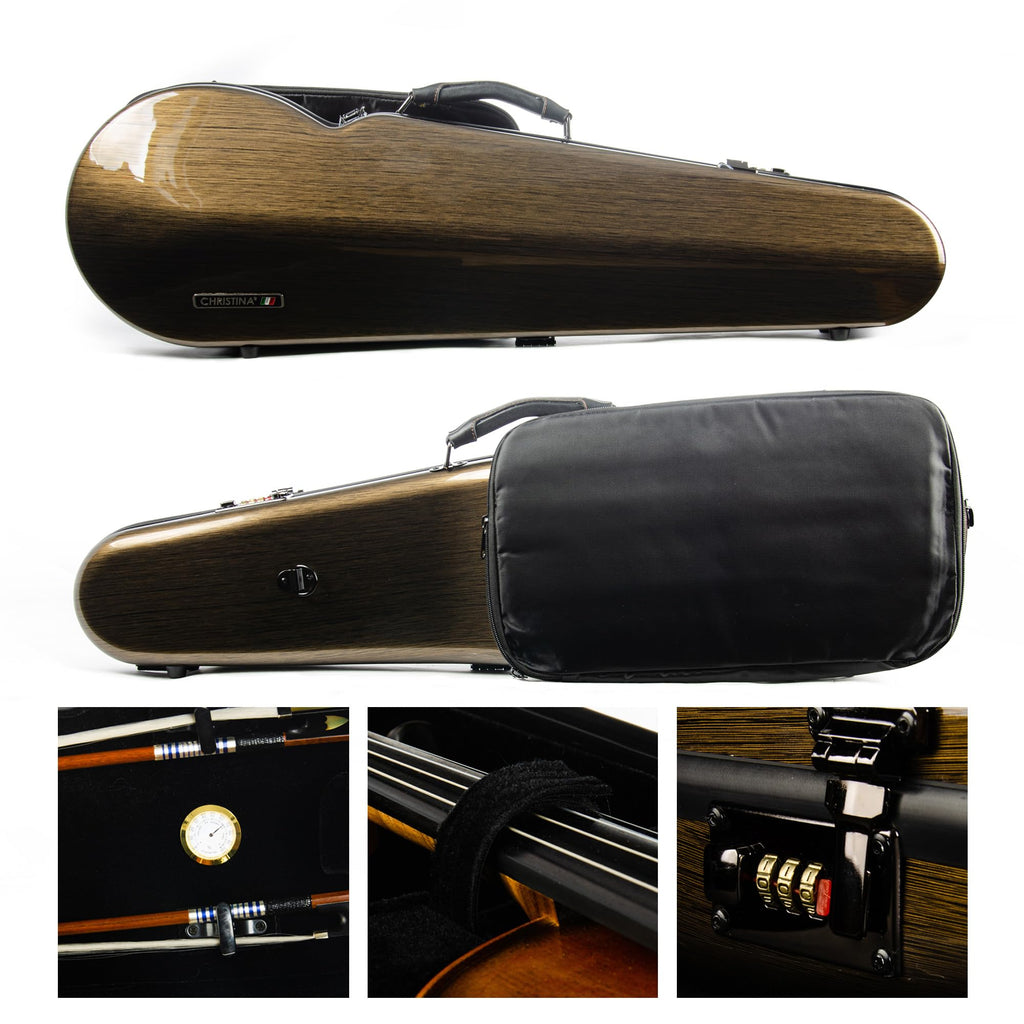 Christina violin case 4/4 Full Size Violin case High-Strength Carbon Fiber Triangle Violin Music Bag With Combination Lock and Extra Bag White Violin Hard Case (VB-Trianglee-WhiteDot spot)