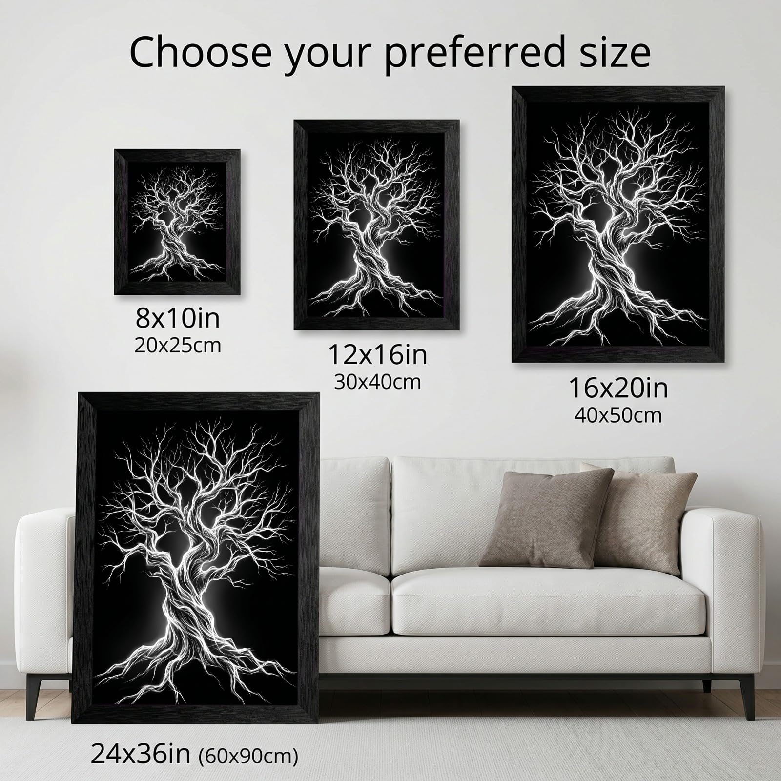 Framed Canvas Wall Art Minimalist Abstract Cello Musical Instrument Electric White Glowing Lines on Black Canvas Print Poster Black Frame Wall Decor for Music Room Studio Modern Art, Inch 24x36