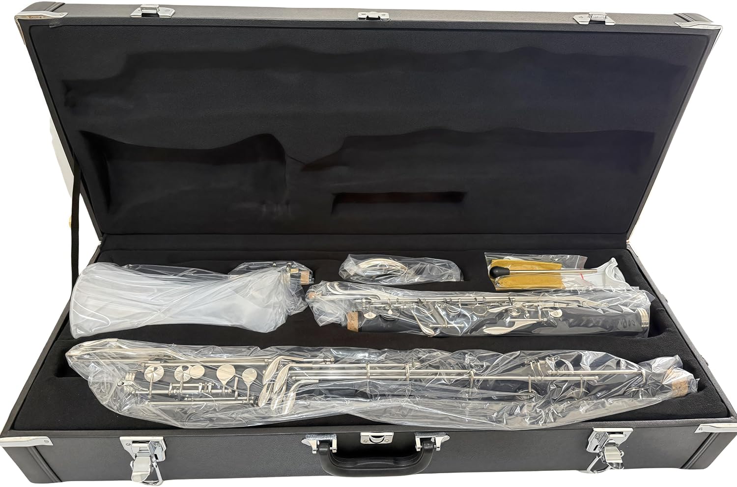 Low C Bb Clarinet Silver Plated Keys Bass Clarinet Professional Musical Instrument With Case
