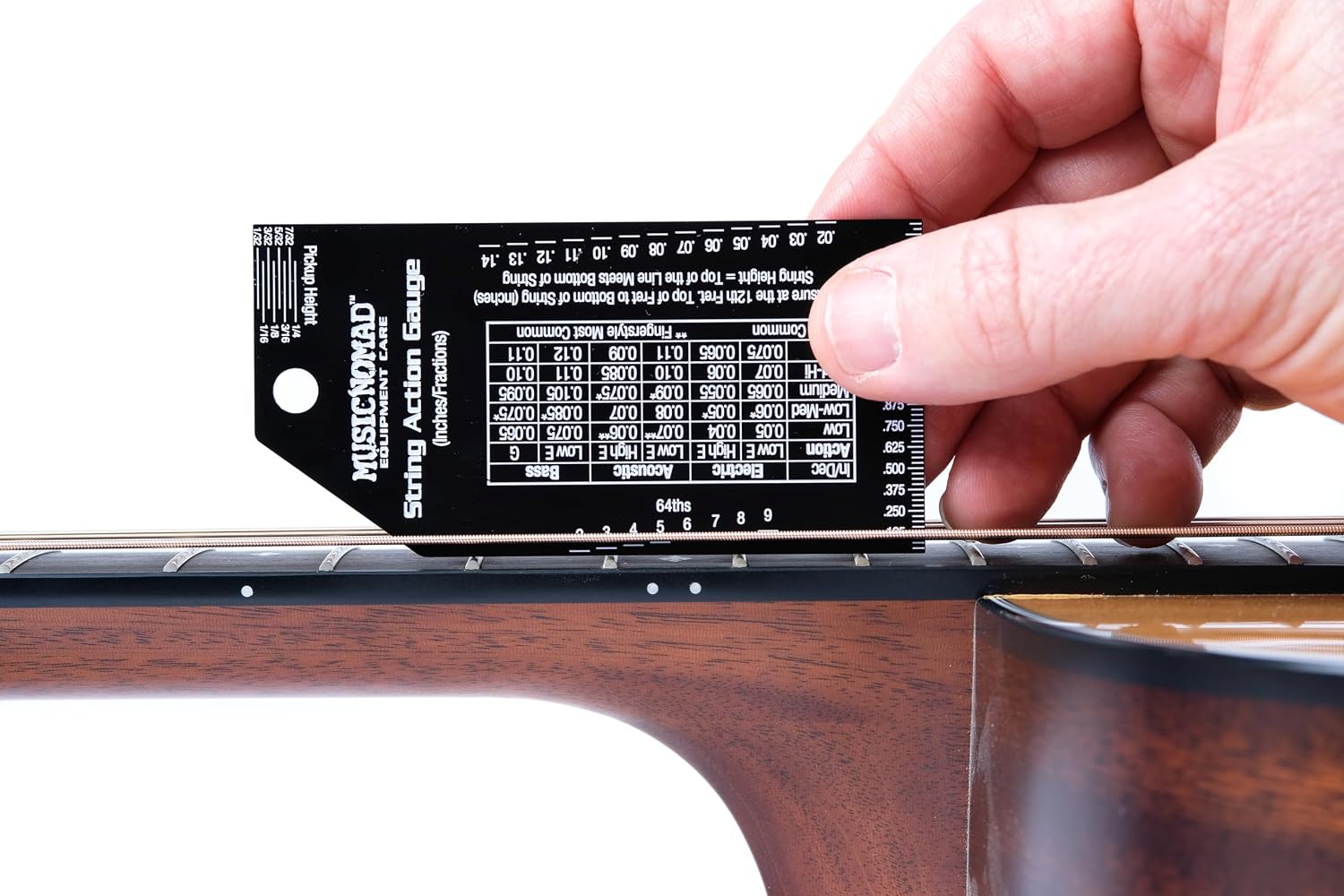MusicNomad Precision String Action Gauge Ruler for String Height- Metric, SAE, 64ths (MN602)