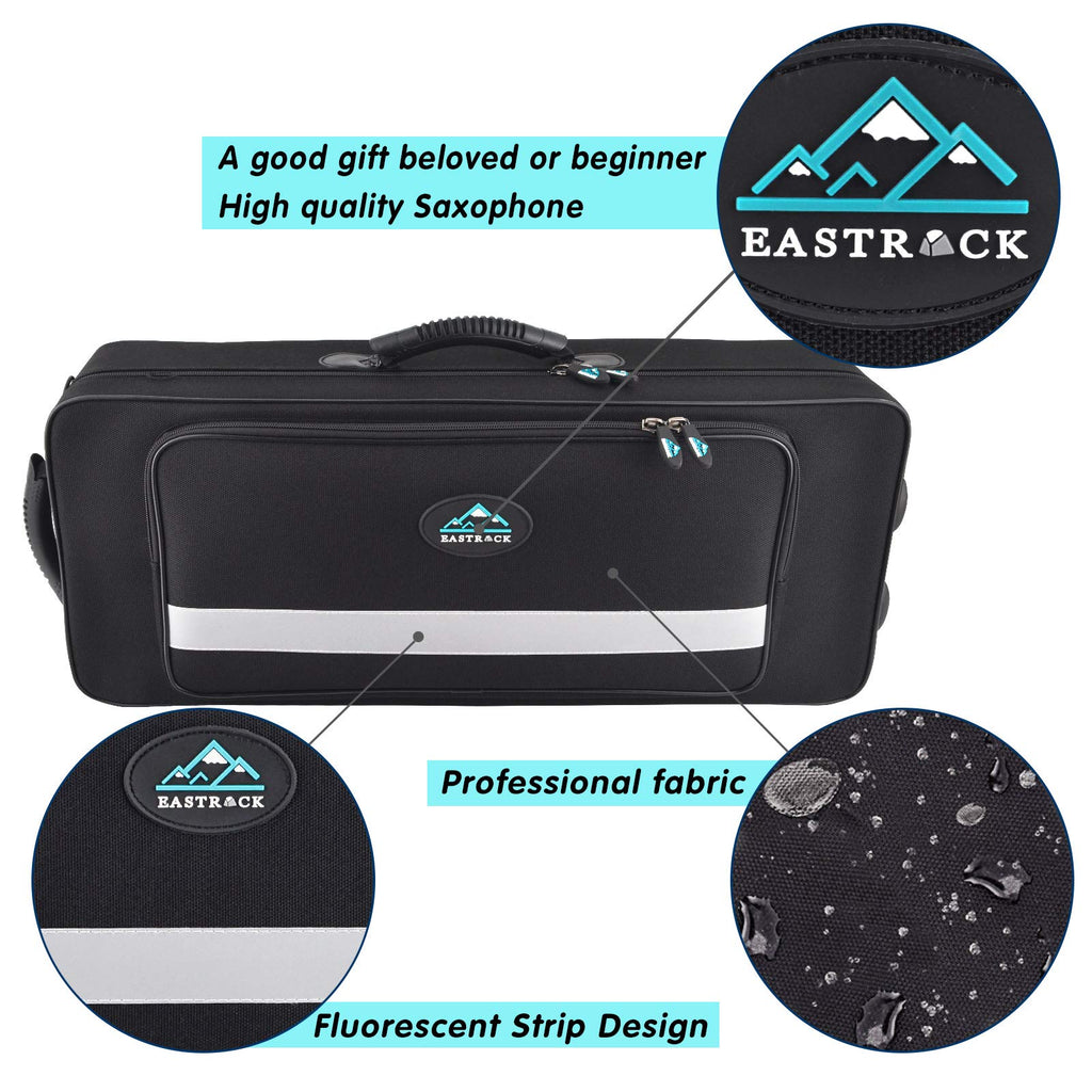 EASTROCK Black/Golden Alto Saxophone E Flat Sax Full Kit for Students Beginner with Carrying Case,Mouthpiece,Mouthpiece Cushion Pads,Cleaning Cloth&Cleaning Rod,White Gloves,Neck Strap