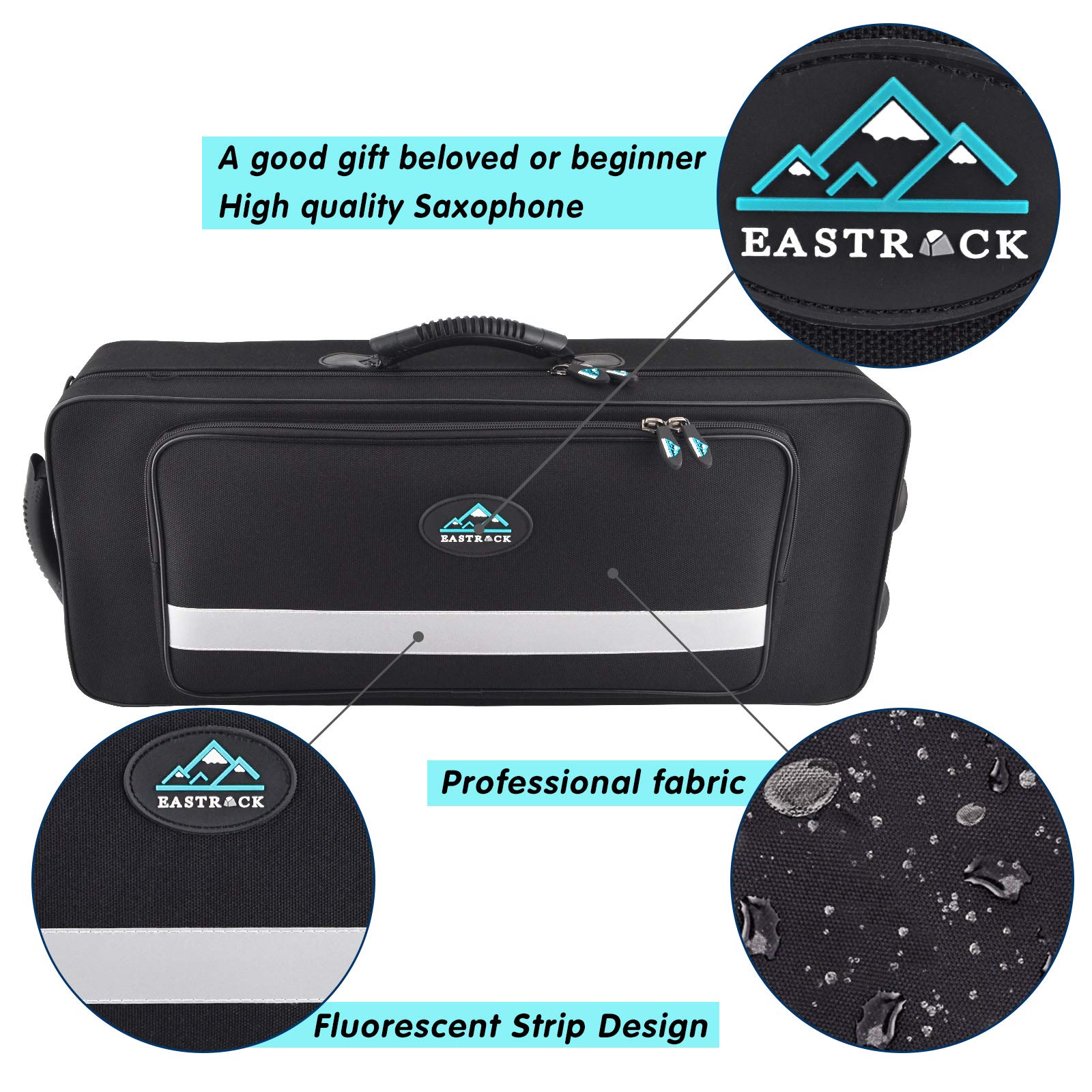 EASTROCK Black/Golden Alto Saxophone E Flat Sax Full Kit for Students Beginner with Carrying Case,Mouthpiece,Mouthpiece Cushion Pads,Cleaning Cloth&Cleaning Rod,White Gloves,Neck Strap