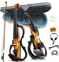 Premium Carbon Fiber Electric Violin Full Size 4/4,Professional Electric Violin for Adults Beginner,Teens,Electric Fiddle Kit with Pro Pick Case -ZNDS-2303