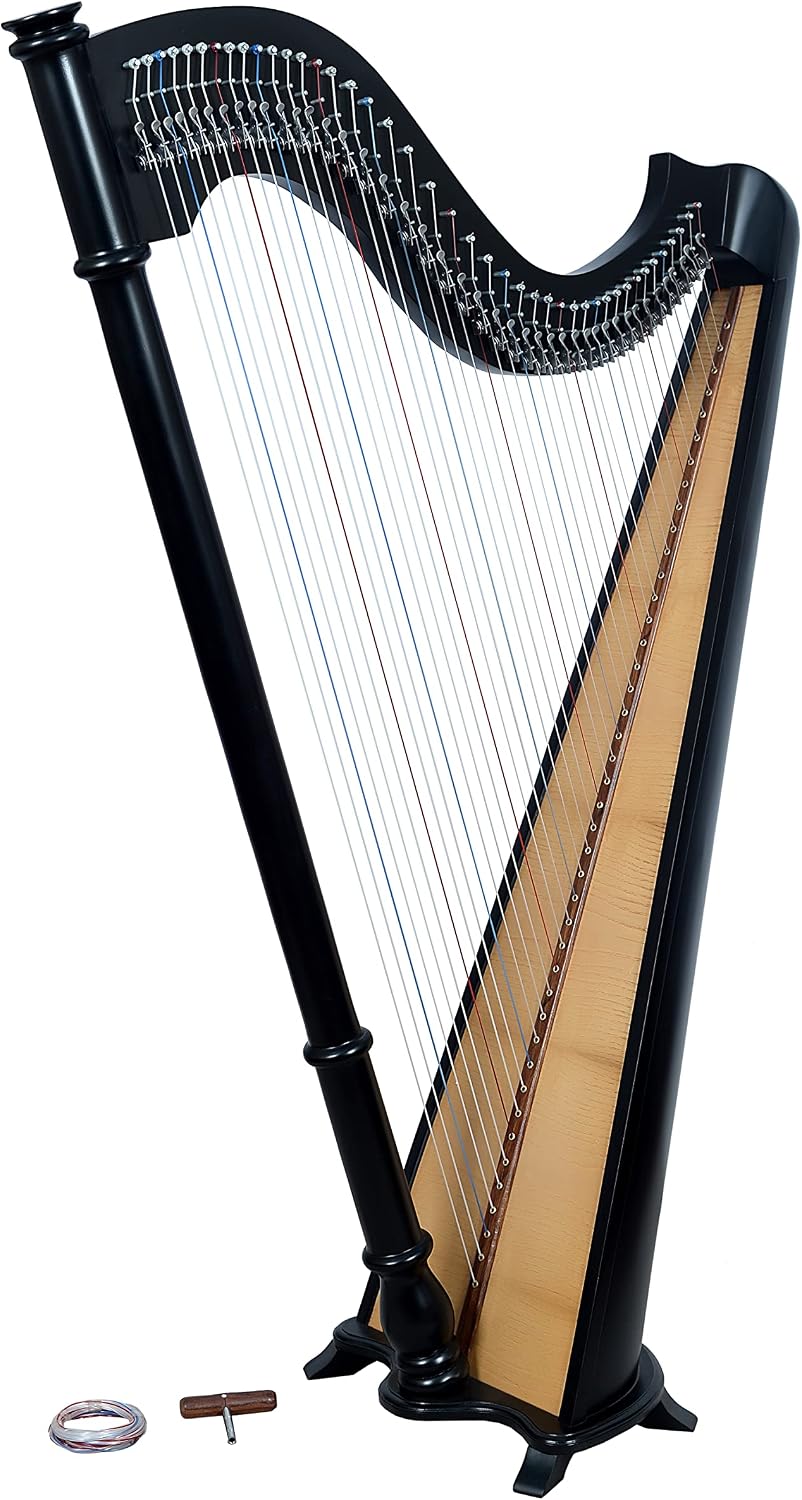 Sturgis Midwest 42 Strings Black Celtic Irish Lever Harp with Extra Strings and Tuner