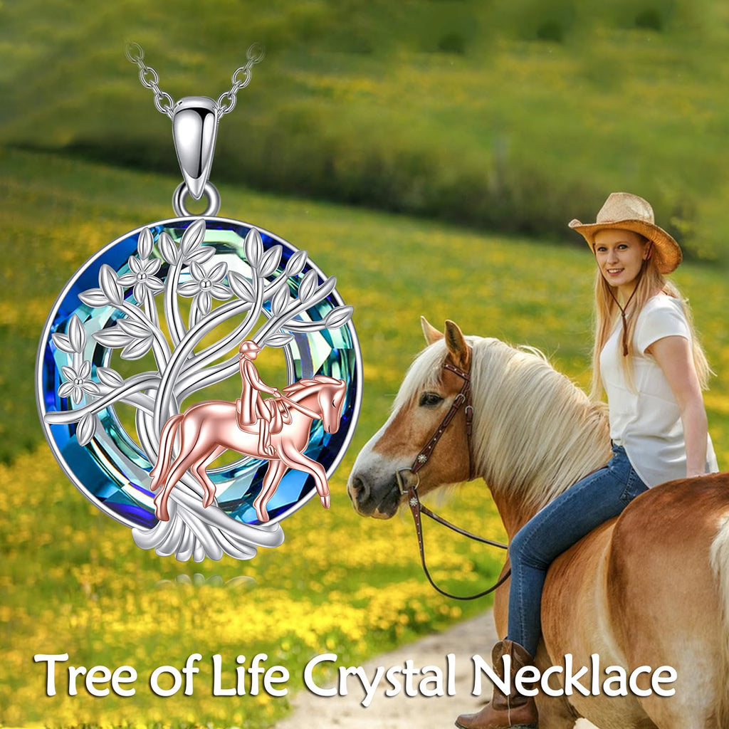 YFN Tree of Life Necklace Sterling Silver Crystal Jewelry Graduation Birthday Gifts for Women