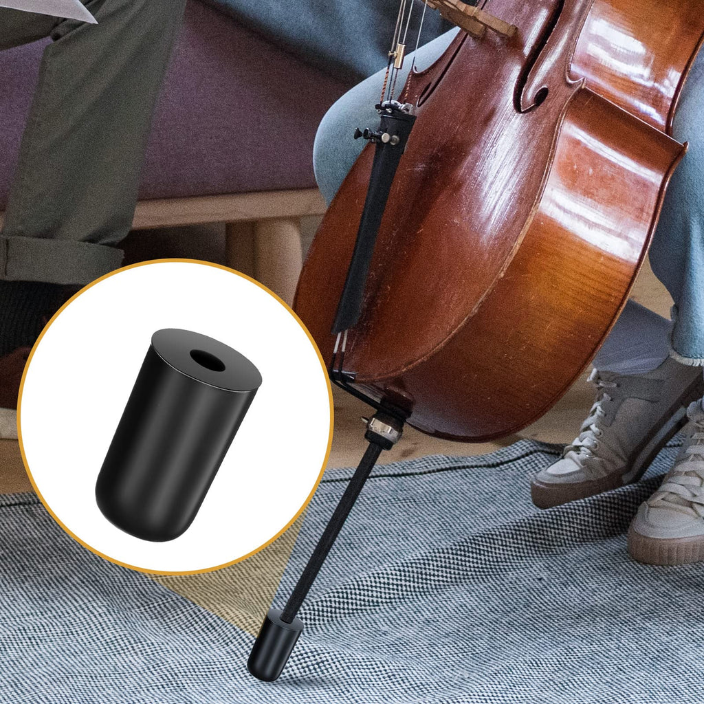 Nuanchu 4 Piece Cello Rock Stop with Strap Non Slip Endpin Anchor Set with Floor Mat, Rubber Tip Protectors for Cello Practice and Performance(Black,Plastic,)