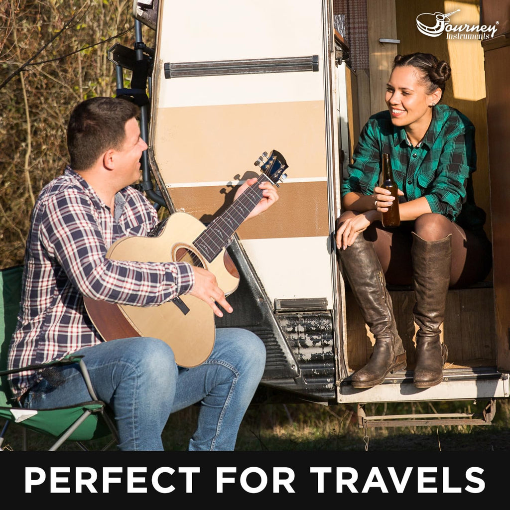 Journey Instruments Solid Sitka Acoustic Collapsible Travel Guitar PJ410N | Traveling Acoustic Guitar with Collapsible Patented System, Portable Backpack Case (African Mahogany)