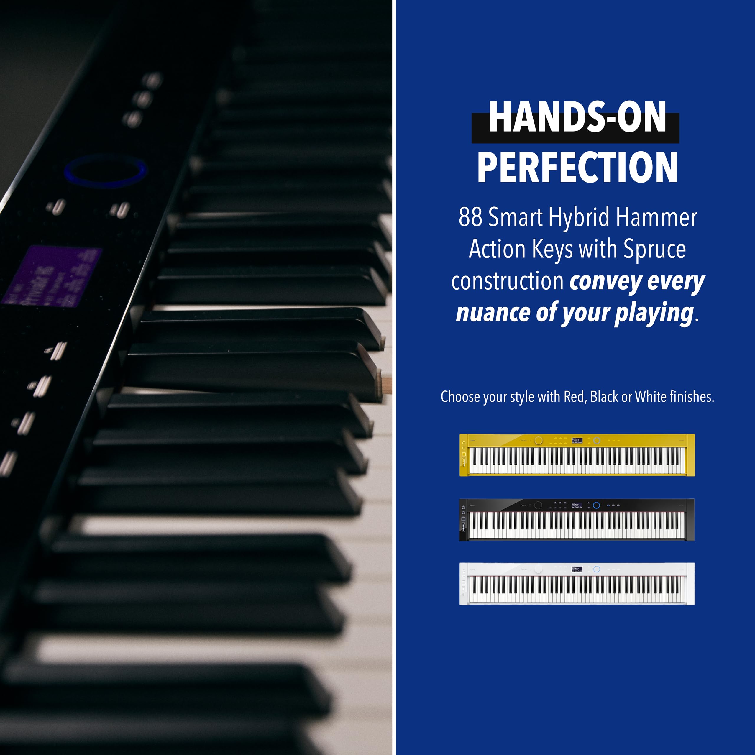 Casio Privia PX-S7000 Portable Digital Piano w/88 Hybrid Weighted Keys, 400 Tones, Touch Sensor Controls, Stand w/ 3 Pedals, Bluetooth, USB, AC Adapter, 32W Speakers, Harmonious Mustard (PX-S7000HM)