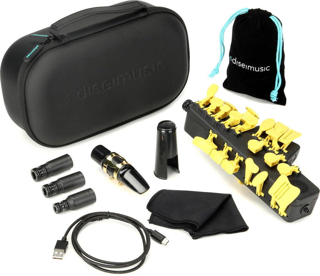 Travel Sax 2 (Black) – Compact Digital Saxophone for Silent Practice Anywhere | Lightweight Electronic Sax with Real Alto Mouthpiece, Built-in Speaker, Bluetooth MIDI/Audio, USB-C, 70+ Internal