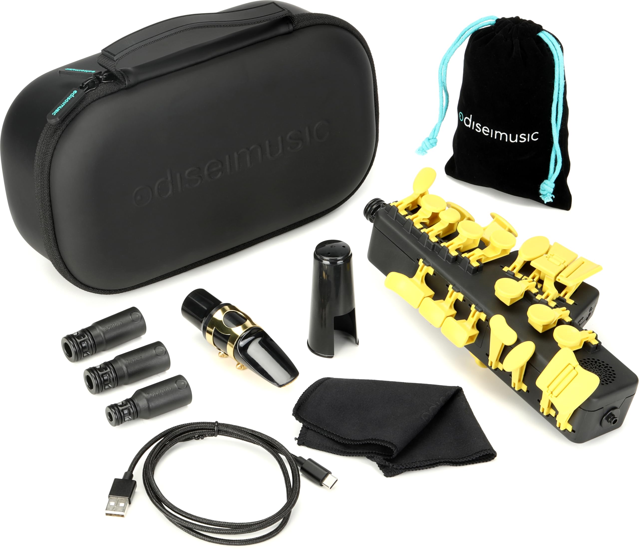 Travel Sax 2 (Black) – Compact Digital Saxophone for Silent Practice Anywhere | Lightweight Electronic Sax with Real Alto Mouthpiece, Built-in Speaker, Bluetooth MIDI/Audio, USB-C, 70+ Internal