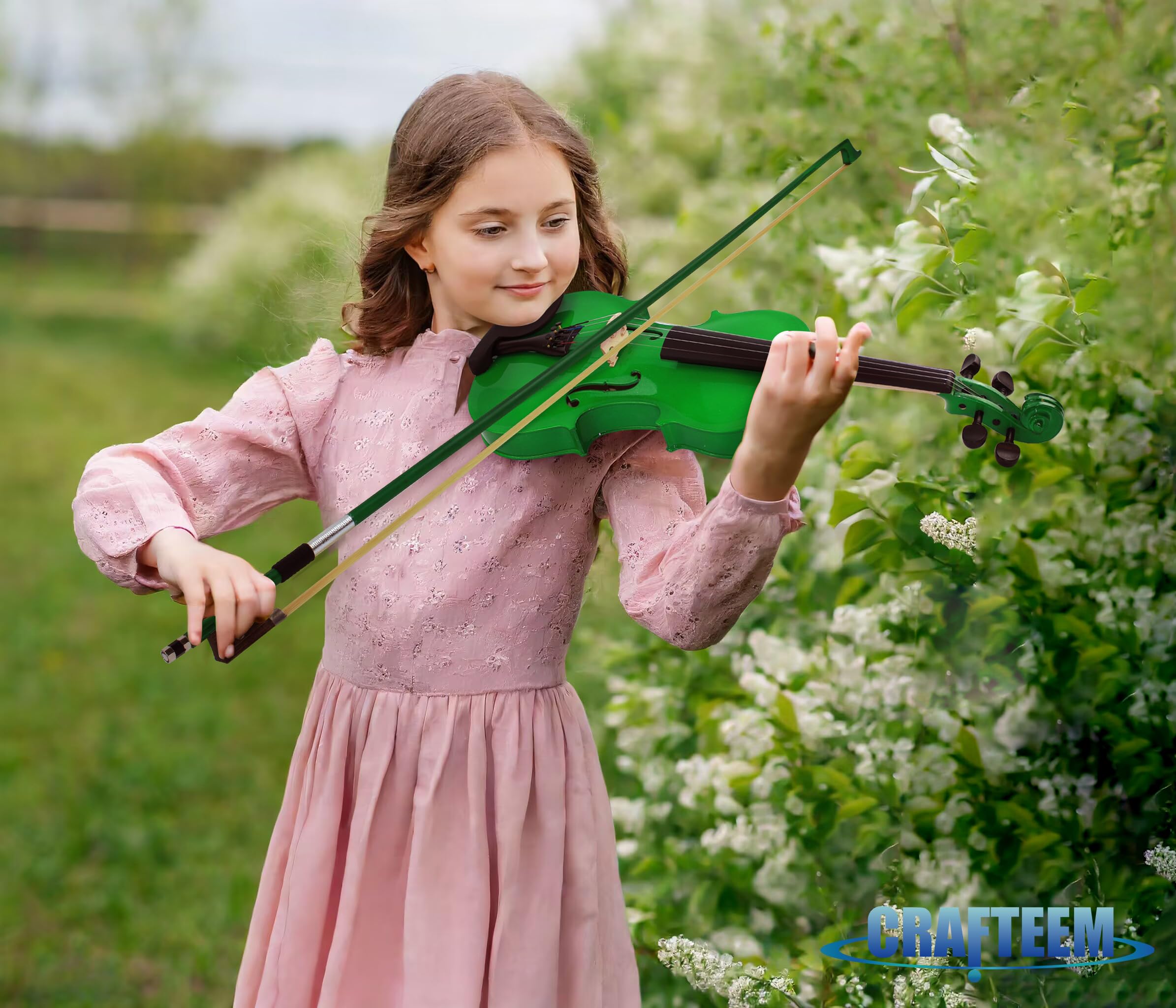 Crafteem Spruce and Maple Solid Wood Violin Outfit for Beginner Kids & Adults -Craft Your Perfect Sound and Begin Your Musical Journey with Confidence. (Glossy Antique, 1/2)