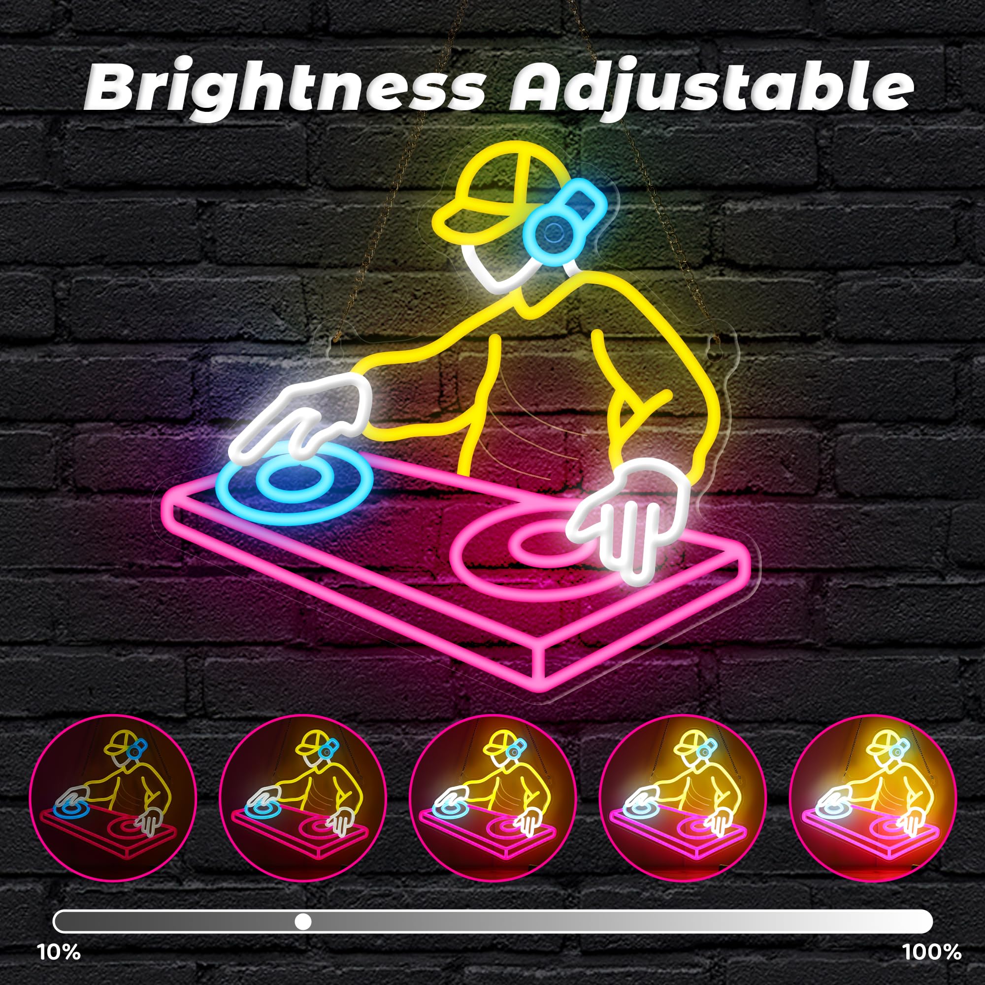 CoolGift Mart Acoustic Guitar Neon Light, Dimmable LED Guitar Neon Wall Sign USB Powered, Decorations for Bedroom Living Room Man Cave Music Studio, Gift for Guitar Players Guitarists Music Lovers