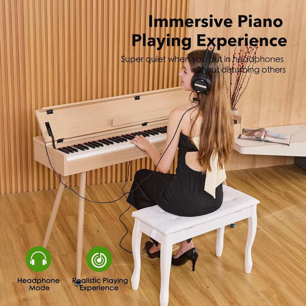 Digital Piano 88 Key Weighted Keyboard,Full-Size Desk Progressive Hammer-Action Electric Piano For Beginners, With Sheet Music Stand, Pedal,Power Adapter, Headphone Mode, Usb-Midi