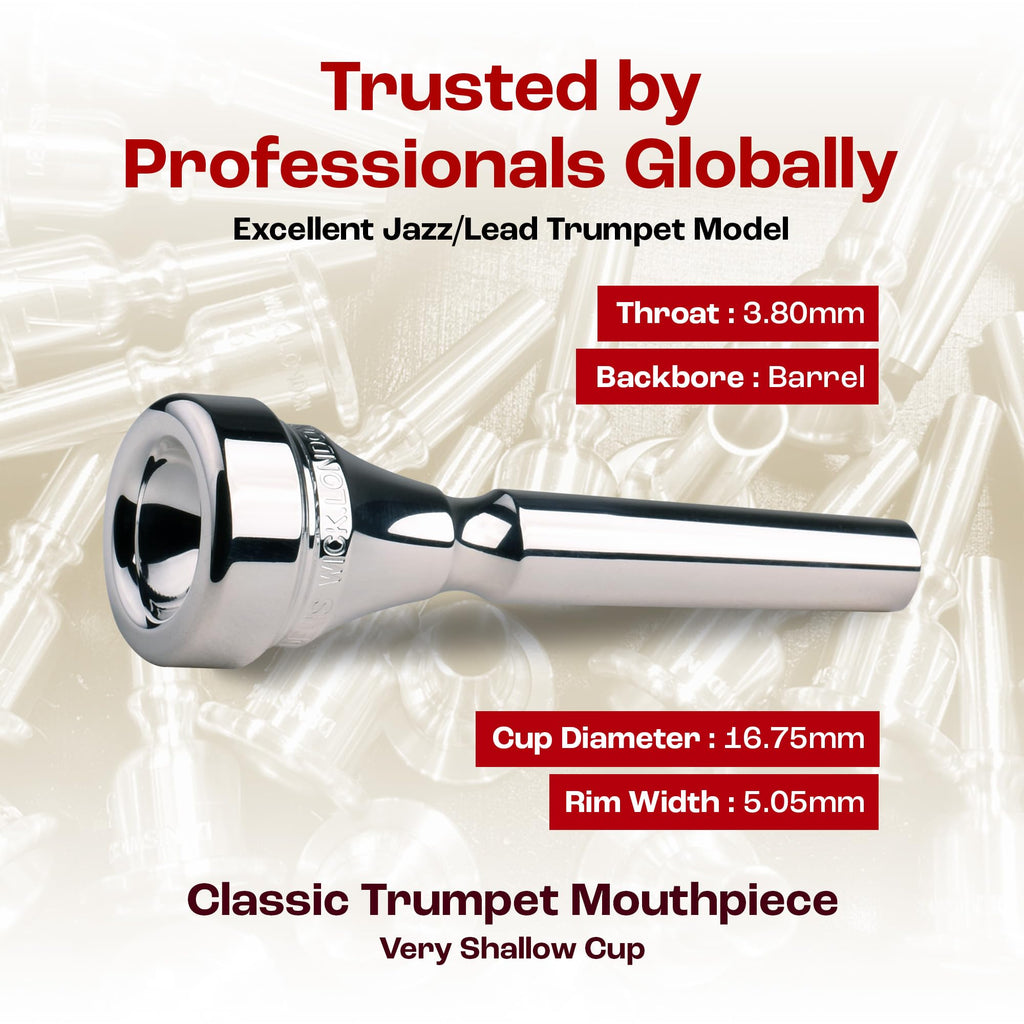 Denis Wick Classic Trumpet Mouthpiece Silver Plated, 5882-3 - Barrel Backbore for Balanced Airflow and Tone - Trumpet Accessories for Effortless Articulation 16.75 x 5.05 x 3.7mm