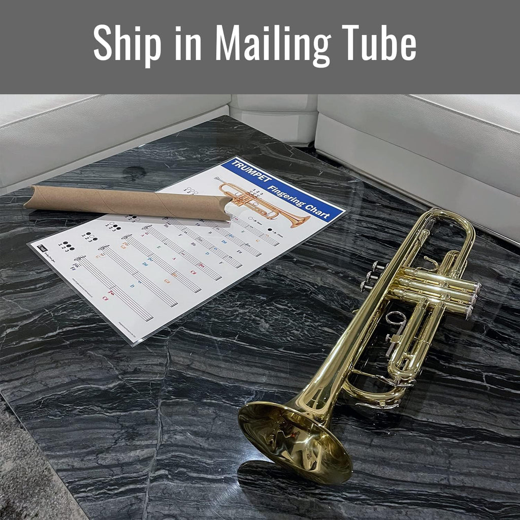 QMG Trumpet Fingering Chart with Color-Coded Notes, Learn Trumpet Technique Suitable for All Levels, Made in the USA