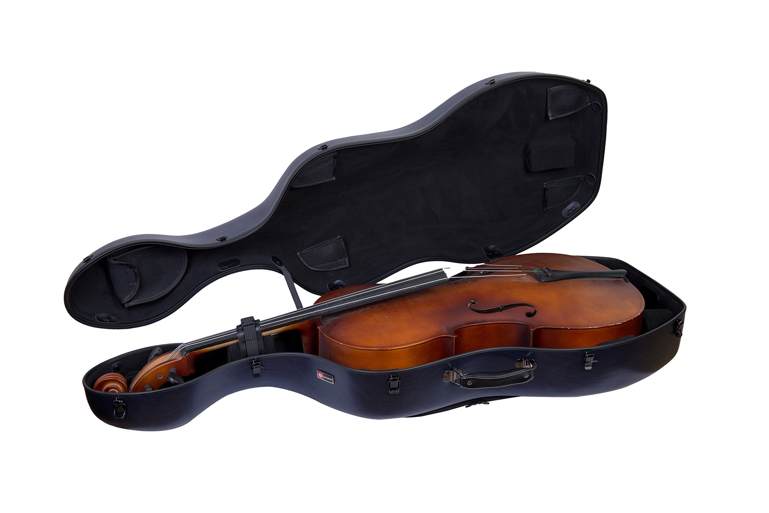 Crossrock Poly Carbon Composite Cello Case, for 3/4 Size Cello with backpack and wheels in Blue(CRF1000CETBLHT)