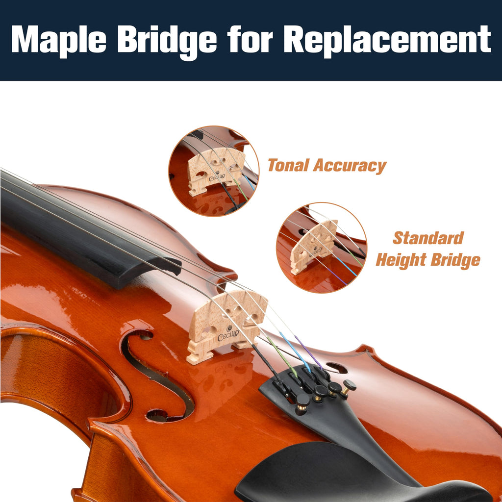 Mendini by Cecilio 14 Inch Solid Wood Viola Set for Beginners - Hand Carved Acoustic Viola Kit with Hard Case, Bow, Rosin, Bridge and Extra Strings