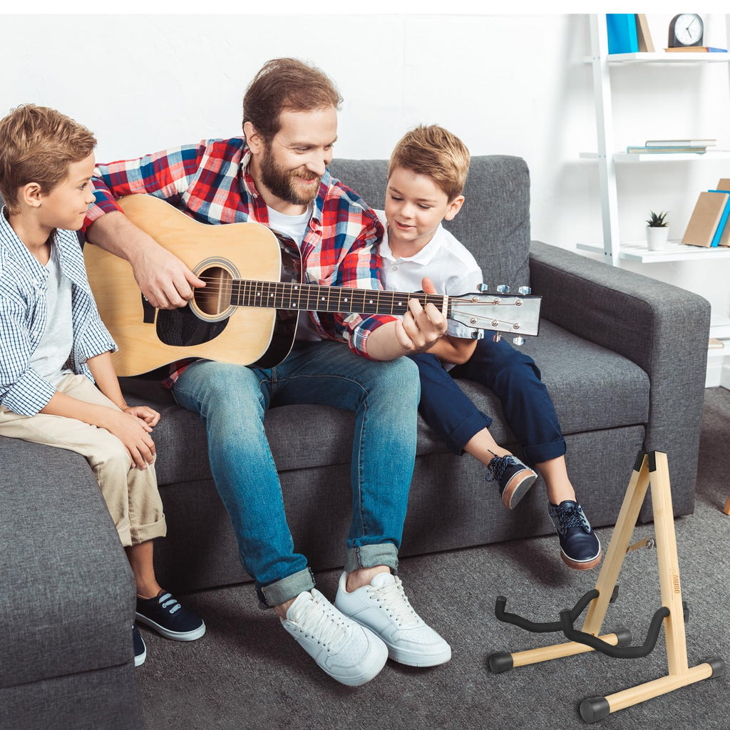 MUSO Cello Stand with Bow Holder,A-Frame Floor Stand with Padded Foam, Handcrafted Cello Rack Fits 1/2, 3/4, 7/8, 4/4 Full-Size and Guitar, Instrument Holder for Home and Studio Display